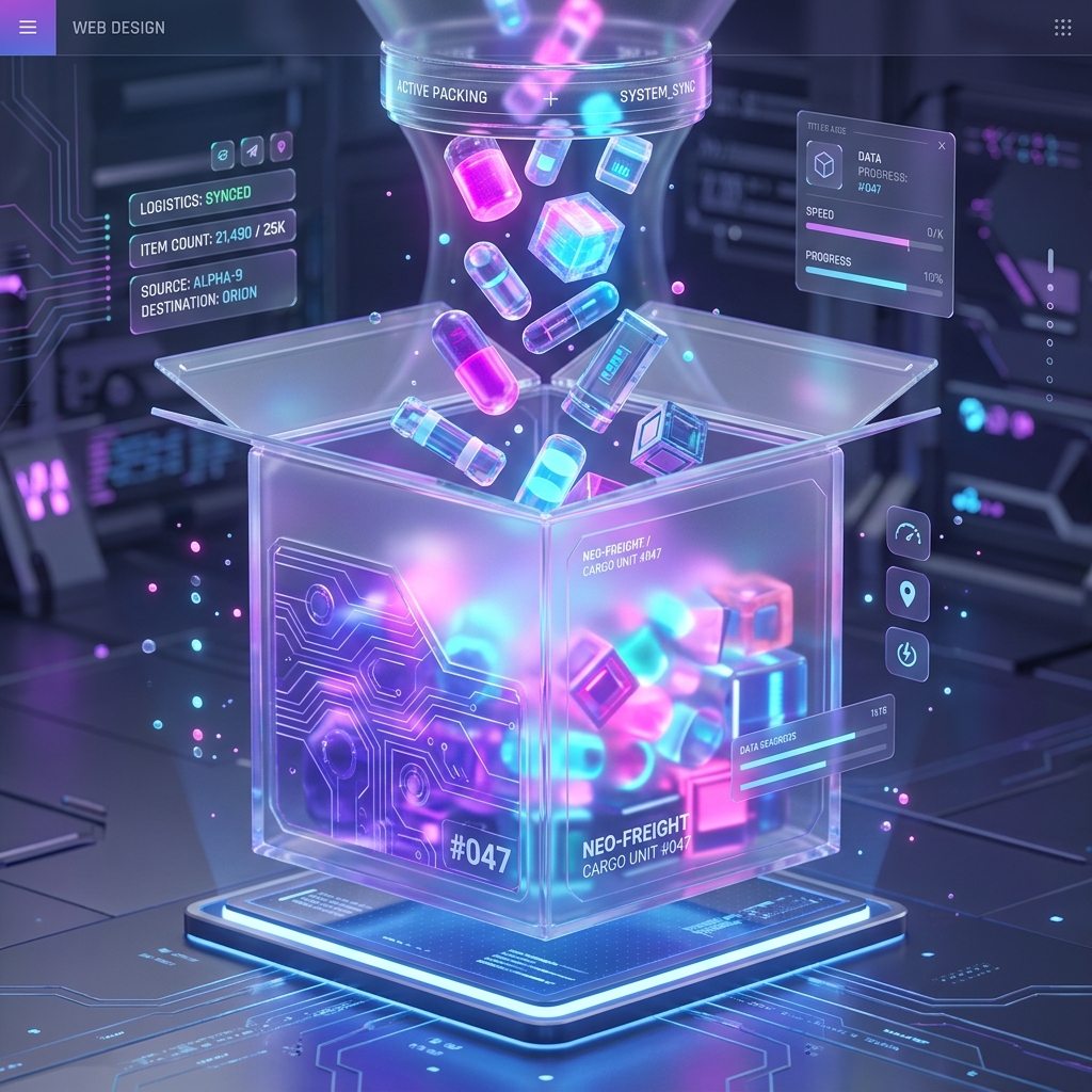 High-tech futuristic glowing cargo box